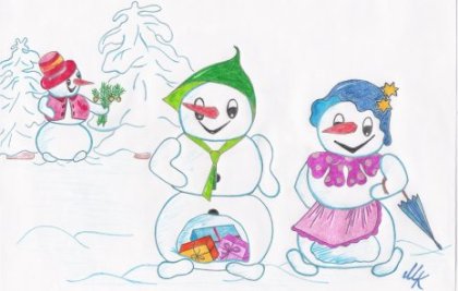 Zeichnung Schneemänner